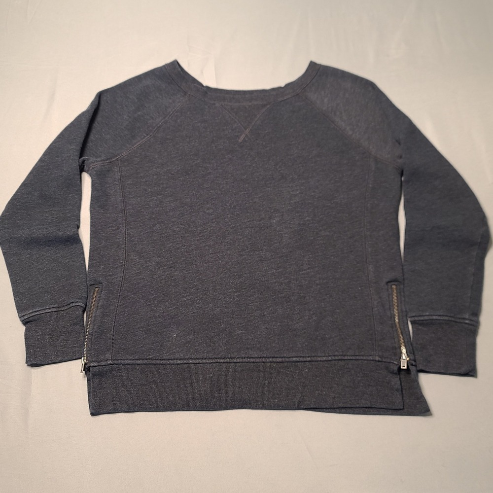 SO Side Zip Sweatshirt Womens Large Gray Raglan Sleeve Crew Neck Pullover Casual